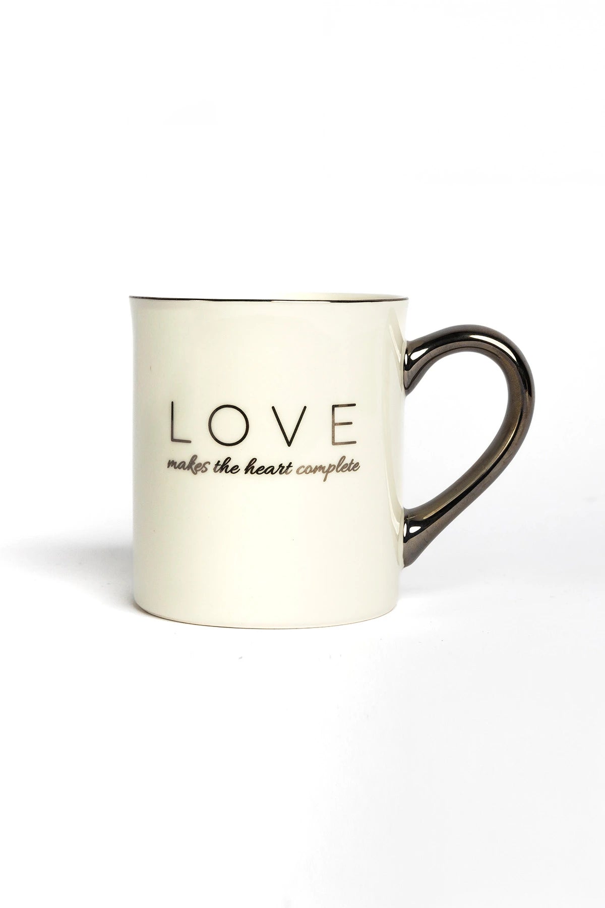 Ceramic Coffee Mug White & Silver